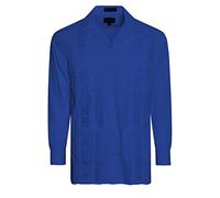 OmegaTux Men's Cuban Guayabera Long Sleeve Shirts Wedding Cigar Beach Bartender Casual, Royal Blue, XXL