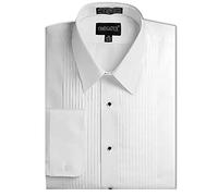 OmegaTux Mens Laydown Collar Tuxedo Shirt, 1/4" Pleat - White -