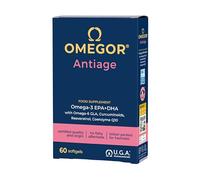 OMEGOR Antiage | Skin Supplement | Omega 3 EPA/DHA and Omega 6 GLA | Resveratrol, Turmeric, Alpha Lipoic, Coenzyme Q10, Tocotrienols | 60 Capsules