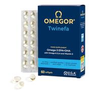 OMEGOR TwinEFA - Omega 3 6 9 Capsules High Strength - Omega3 1890mg EPA/DHA with Fish Oil and Borage Oil - No Aftertaste (60 Orange Flavoured Capsules)