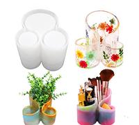 OmeHoin Resin Molds Storage Box Silicone Mold With 3-slot Pen Brush Holder Mould Makeup Organizer Trinket Container Epoxy Mold Flower Pot molds for Making Vase Pen holder DIY Resin Artwork Handicrafts