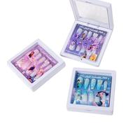 OMEIU Store 10Pcs 1 pack Children kpop Acrylic Fake Nails Press on Pre-glue Full Cover Glitter Color Kids Stick On False Art Kits Set Girls Birthday Gift (Kpop（Random colour）, One Size)