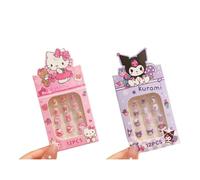 OMEIU Store 24Pcs 2 Pack Children Acrylic Fake Nails Press on Pre-glue Full Cover Glitter Color Rainbow Unicorn Mermaid Kids Stick On False Nail Art Kits Set Girls Birthday Gift (Set 01, one size)
