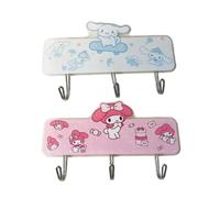 OMEIU Store 2Pcs 6 Hooks Self Adhesive Hooks Wall Hanging Plastic Creative Cute Kitty Hooks Powerful for General Door Bathroom Kitchen Use Sticky Wall Hook Waterproof (Set02)