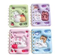 OMEIU Store 4PCS cute unicorn bus Notebook Wirebound Small Mini Pocket Journal Diary for Girls Boys Kids Gift Spiral bound A7 Lined Notebook Writing Drawing Notepad (Rabbit)
