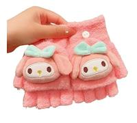 OMEIU Store Fingerless Flap Cover Gloves Winter Knit Warm Mittens Soft Lined Fleece Thermal Outdoor Half Finger with Cover Convertible Flip Top for Kids boys girls (Melo, One Size)