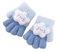 OMEIU Store Full Finger Gloves Dinosaur Cat Capybara Winter Knit Warm Mittens Soft Lined Fleece Thermal Outdoor Stretchy Gloves for Kids boys girls (3D Star, One Size)
