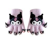 OMEIU Store Full Finger Gloves Dinosaur Cat Capybara Winter Knit Warm Mittens Soft Lined Fleece Thermal Outdoor Stretchy Gloves for Kids boys girls (KURO With a doll, One Size)