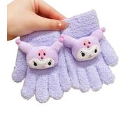 OMEIU Store Full Finger Gloves Dinosaur Cat Capybara Winter Knit Warm Mittens Soft Lined Fleece Thermal Outdoor Stretchy Gloves for Kids boys girls (3D KURO, One Size)