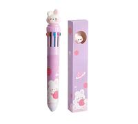 OMEIU Store Multicolor teddy bear Unicorn fluffy Pens 0.5mm 10-in-1 Retractable Ballpoint Pens 10 Colors Transparent Barrel Ballpoint Pen for Office Supplies school (Rabbit)