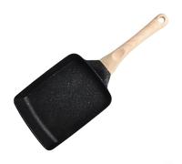 Omelette Pan for Japanese Tamagoyaki For Egg Rolls Nonstick Aluminum Frying Pan with Wood Handle Compatible with Gas, Electric, and Induction Cookers (black)