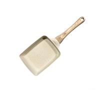 Omelette Pan for Japanese Tamagoyaki For Egg Rolls Nonstick Aluminum Frying Pan with Wood Handle Compatible with Gas, Electric, and Induction Cookers (beige)