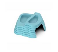 OMEM 2 Pack Reptile Feeding Box Hideout Terrarium Bowls for Gecko Lizard Snake Turtle Seven-color Integrated Type Double Drinking Water Basin Climbing Hiding (M-Blue)
