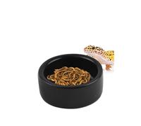 OMEM Black Ceramic Reptile Food and Water Dish Anti Escape Bowl for Bearded Dragons Lizards Geckos and Leopards (Small)