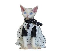OMEM Black White Cat Princess Dress for Sphynx Devon Rex, Mesh Tulle with 3D Black Rose Bow, Sleeveless Party Outfit for Small to Large Cats S to XXXL (3XL)