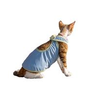 OMEM Cooling Cat Tank Top for Sphynx Devon Rex, Pastel Color Block with Star Back Cutout, Breathable Summer Outfit for Hairless Cats, UV Protection, S to XXXL (blue,XXXL+)