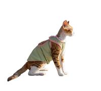 OMEM Cooling Cat Tank Top for Sphynx Devon Rex, Pastel Color Block with Star Back Cutout, Breathable Summer Outfit for Hairless Cats, UV Protection, S to XXXL (green,S-)