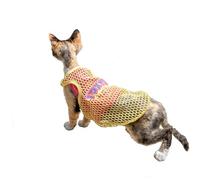OMEM Mesh Cat Tank Top Set with Removable Bralette for Sphynx Devon Rex, Cooling Breathable Summer Outfit for Hairless Cats, UV Protection Beach Wear, S to XXXL (黄色,XXXL+)