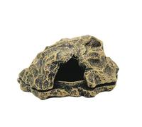 OMEM Reptile Hide Cave Rock Resin Landscape with Food Basin Water Bowl for Gecko Lizard Snake Horned Frog Spider Pet Escape House Durable Shelter (Brown)
