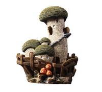 OMEM Reptile Hide Small Animal Hideout Mushroom Pastoral Fairy Tale House Habitat Landscaping Hand-Painted Art