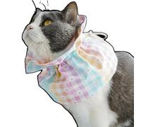OMEM Soft Cat Cone Collar,Thin Cotton Canvas Elizabethan Collar for Cats with Clear Vision,Adjustable Tie Cone with 3 Cute Prints,Foldable for Eating,Comfortable & Hand Washable (Colored heart,S)