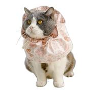 OMEM Soft Cat Cone Collar,Thin Cotton Canvas Elizabethan Collar for Cats with Clear Vision,Adjustable Kitten Cone with Bear & Bunny Print,Foldable for Eating (Pink little bear,S)