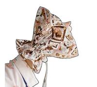 OMEM Soft Cat Cone Collar,Thin Cotton Canvas Elizabethan Collar for Cats with Clear Vision,Adjustable Tie Cone with 3 Cute Prints,Foldable for Eating,Comfortable & Hand Washable (Brown baked cat,M)