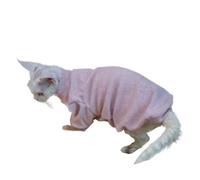 OMEM Solid Color Cat T Shirt for Sphynx Devon Rex, 4 Colors Beige Cream Pink Light Green, Mock Neck Basic Tee for Hairless Cats, Breathable Summer Top XS to XXXL (Pink,XL-)