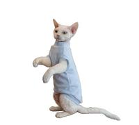 OMEM Solid Color Cat Tank Top for Sphynx Devon Rex, Cotton Breathable Sleeveless Tee, 4 Colors Beige Green Pink Blue, Basic Everyday Wear for Hairless Cats, XS to XXXL (Blue,2XL+)