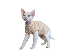 OMEM Solid Color Cat Tank Top for Sphynx Devon Rex, Cotton Breathable Sleeveless Tee, 4 Colors Beige Green Pink Blue, Basic Everyday Wear for Hairless Cats, XS to XXXL (Beige,S-)