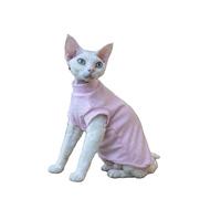 OMEM Solid Color Cat Tank Top for Sphynx Devon Rex, Cotton Breathable Sleeveless Tee, 4 Colors Beige Green Pink Blue, Basic Everyday Wear for Hairless Cats, XS to XXXL (Pink,L+)