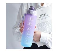 Omenluck 1 Litre Sport Glass Water Bottle with Time Marker 1000ml Wide Mouth Drinking Bottle with Flip Lid 1L Reusable Borosilicate Bottle with Neoprene Sleeve