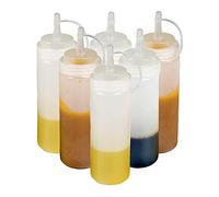 Omenluck 6 Pack 230ML Seasoning Container Plastic Condiment Bottles for Mustard Ketchup Oil Cream Dressings Syrup