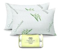 OMEO 2 Pack Standard Size Rayon Derived from Bamboo Pillow for Sleeping Shredded Memory Foam Bed Pillows for Side, Back and Stomach Sleepers, Soft, Cooling, Adjustable and Washable Cover 20" x 26"