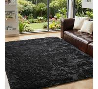 OMERAI Black Rug Living Room - Non Shedding Anti Slip Carpet | 120X180CM,Soft Thick Pile Fluffy Shaggy Area Rugs for Kids Bedroom, Nursery