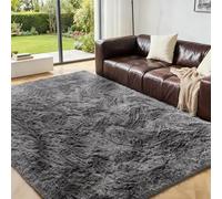 OMERAI Fluffy Shaggy Area Rugs - Thick Pile Non-Slip Carpet | 150X240CM,Dark Grey,Rug Living Room for Kids Bedroom, Nursery,Tie Dye Craft Carpets