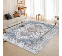 OMERAI Large Rugs for Living Room Machine Washable Rug for Bedroom 160x230cm Non-Slip Soft Faux Short Pile Carpet Vintage Boho Area Rugs for Kitchen, Dining Room, Navy Blue