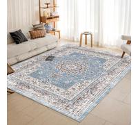 OMERAI Vintage Rugs Living Room 120x170cm Machine Washable Rug Soft Short Pile Stain Resistant Carpet Traditional Boho Area Rugs for Kitchen, Dining Room, Office, Bedroom, Blue