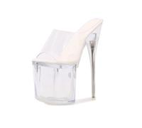 Omeslike 20CM/7.87IN Women Sexy High Heels Stiletto Waterproof Platform Sandals Wedding Party High Heels Shoes Pole Dancer Stripper Beach Sandals Sizes 35-43,White,41