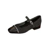 Omeslike Women' Adjustable Strap White Ballet Flats - Low Heel Mary Jane Pumps - Slip-Resistant Comfort for Wedding, Party, Travel, Walking & Driving,Black,2 UK