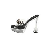 Omeslike Women's 4.7 Inch Platform Sandals Size 5 - Wide Feet Comfortable Block Heel Sandals for Wedding, Evening, Special Occasion,Black,6 UK