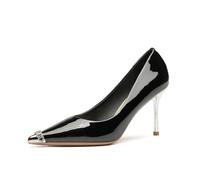 Omeslike Women's 8cm/3.1inch Classic Pumps - Sexy Black Patent Leather Pointed Toe Stilettos for Club, Date Nights & Evening Events,Black,2.5 UK