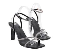 Omeslike Women's 9cm Heels Sandals - Fashion Block Heel Sandals for Casual Walking, Dating, Wedding Bride, Party & Formal Events,Black,4.5 UK
