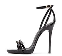 Omeslike Women's Ankle Strap Pumps,Classic Stilettos Backless High Heels Sandals,Fashion Wedding Party Dress Shoes,Black,37
