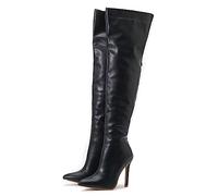 Omeslike Women's Back Zipper Stilettos High Heels Over The Knee Boots,Thigh High Boots,Fashion Party Dressy Stripper Tall Boots for Women,Black,40