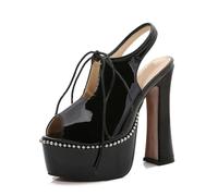 Omeslike Womens Chunky Heels Casual Ankle Strap Sandals, Block Heels Heeled Sandals, Wedding Party Prom Office Dress Shoes,Black,43