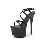 Omeslike Women's Comfortable Ultra High Heels for Wide Feet - Platform Sandals with Ankle Strap for Weddings, Prom Night, Special Events,Black,6.5 UK