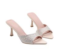 Omeslike Women's Elegant Stiletto Heel Sandals - Summer Classic Pointed Toe Dressy Heels, for Weddings, Parties, Vacation,Pink,4 UK