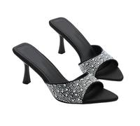 Omeslike Women's Elegant Stiletto Heel Sandals - Summer Classic Pointed Toe Dressy Heels, for Weddings, Parties, Vacation,Black,5 UK