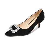 Omeslike Women's Low-heeled Pointed Toe Pumps, 2inch Stiletto Heels Fashion Autumn Winter Office Wedding Party Dress Shoes,Black,38